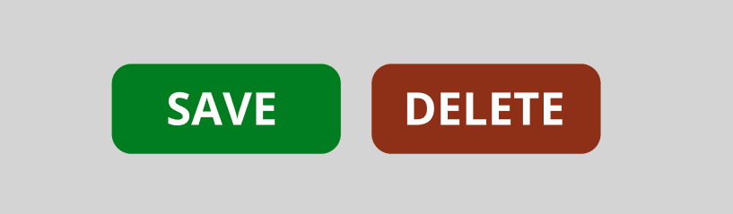 Green save button and red delete button